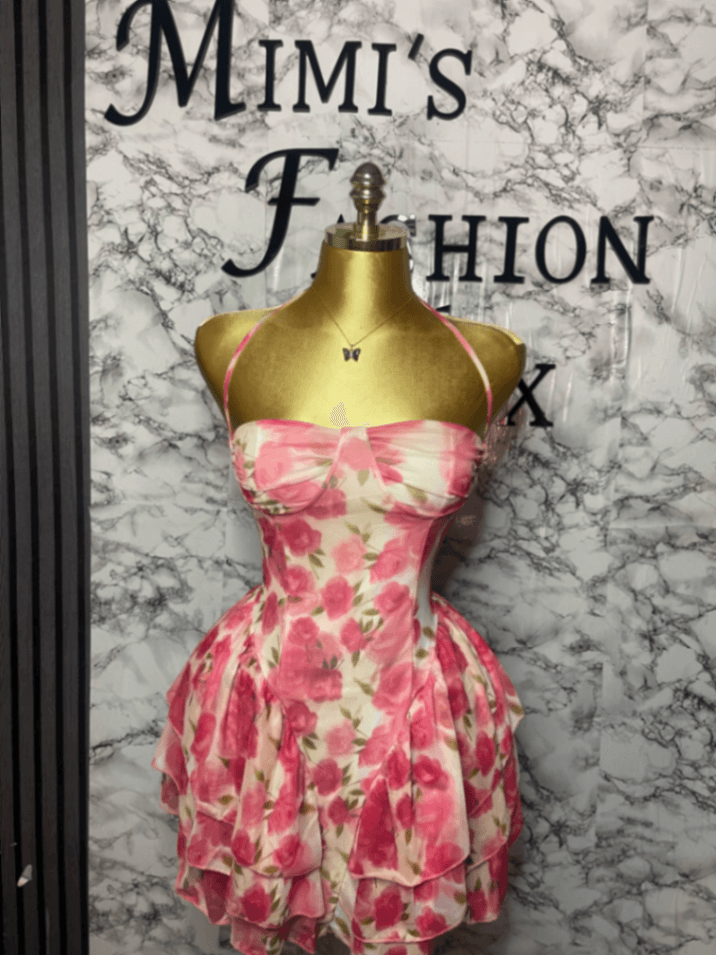 Floral backless gown